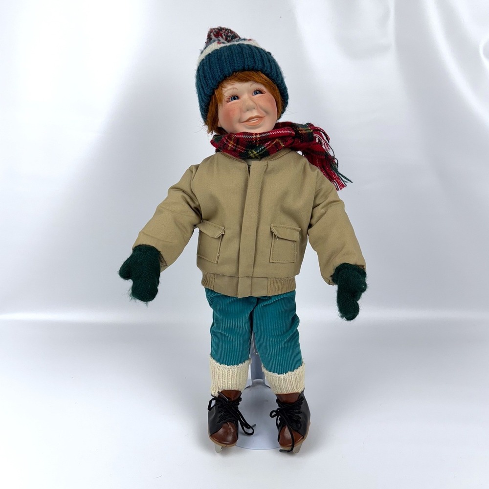 Ashton-Drake Winterfest‎ Brian Porcelain Doll Ice Skates Knit Hat Scarf